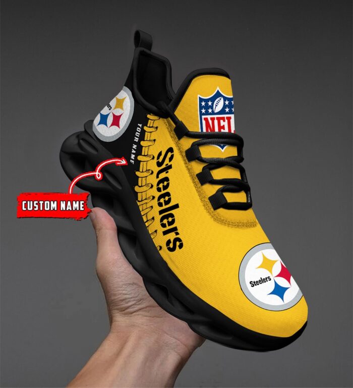 Custom Name Pittsburgh Steelers Max Soul Shoes