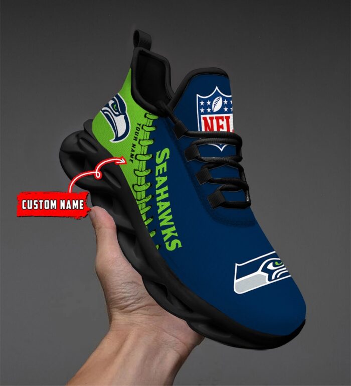 Custom Name Seattle Seahawks Max Soul Shoes