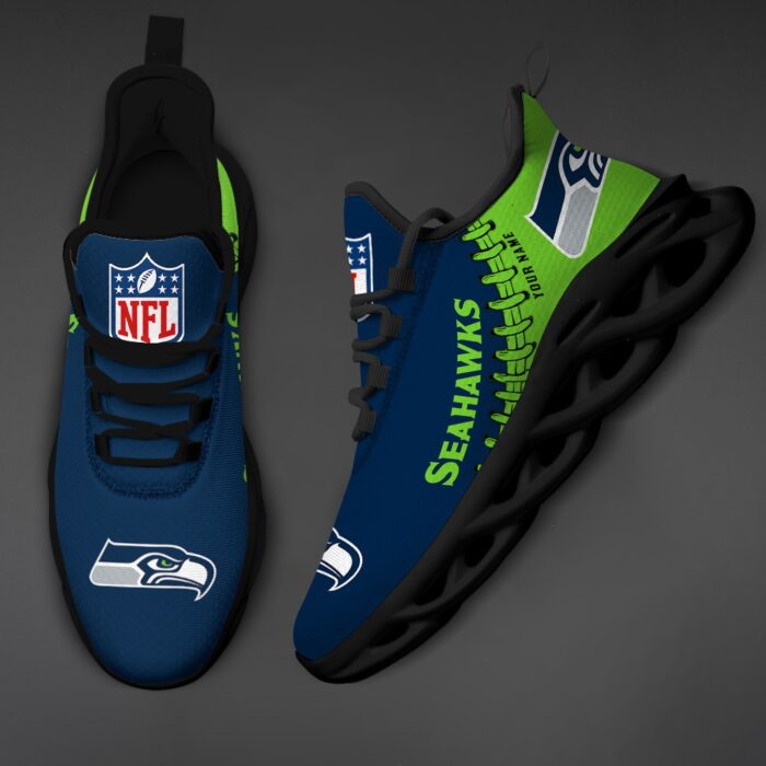 Custom Name Seattle Seahawks Max Soul Shoes