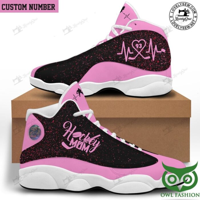 Custom Number Hockey Mom Pink with Red Purls Air Jordan 13