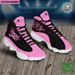 Custom Number Hockey Mom Pink with Red Purls Air Jordan 13