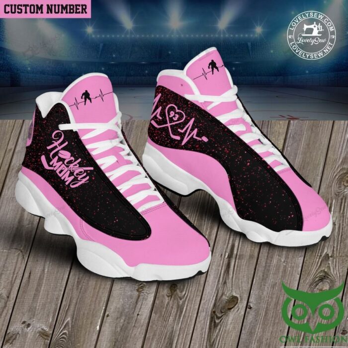 Custom Number Hockey Mom Pink with Red Purls Air Jordan 13