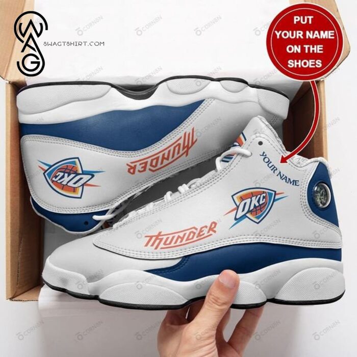 Custom Oklahoma City Thunder Basketball Team Air Jordan 13 Shoes