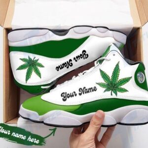 Custom Your Name Cannabis Weed Leaf Air Jordan 13 Sneakers