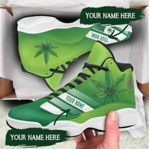 Custom Your Name Weed Leaf All Over Printed Air Jordan 13 Sneakers