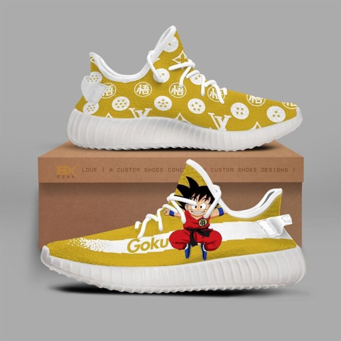 Cute Goku Yeezy Sneakers Fashion Mix For Dragon Ball Fan Gift Yeezy Sneakers Shoes White