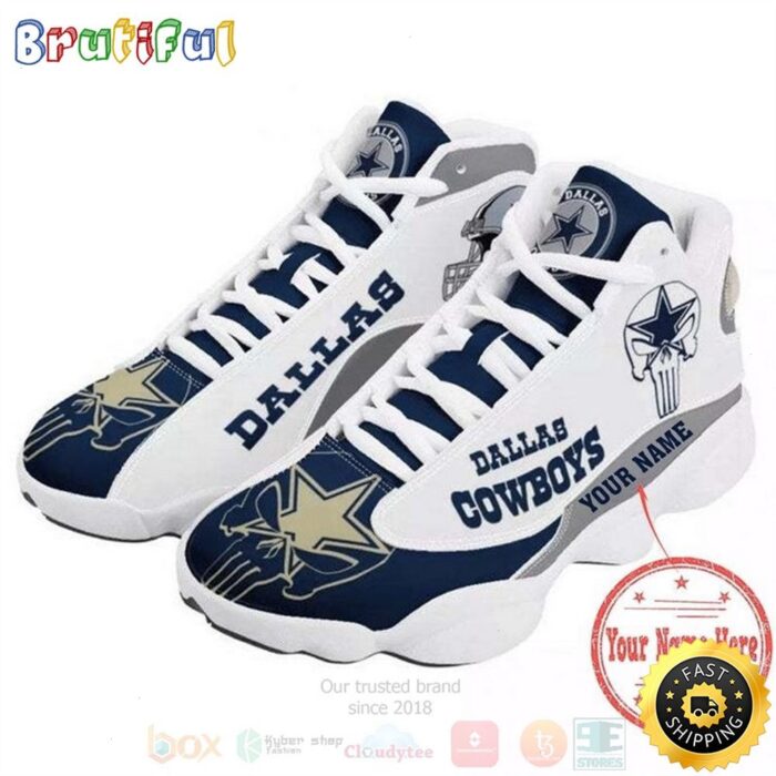 Dallas Cowboys Football NFL Team Custom Name Air Jordan 13 Shoes