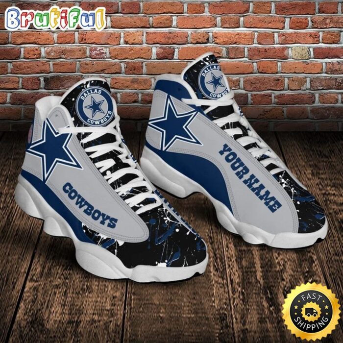 Dallas Cowboys NFL Custom Name Air Jordan 13 Shoes