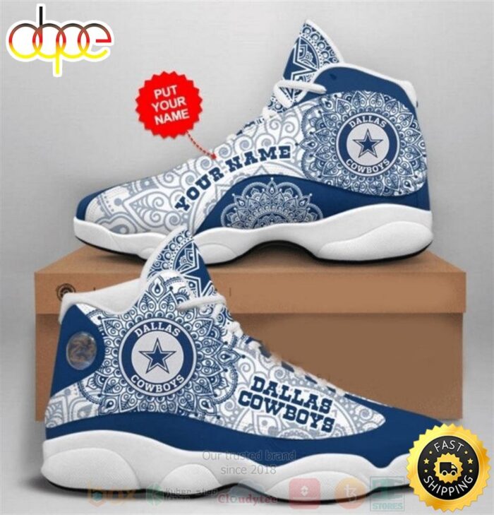 Dallas Cowboys NFL Mandala Football Team Custom Name Air Jordan 13 Shoes