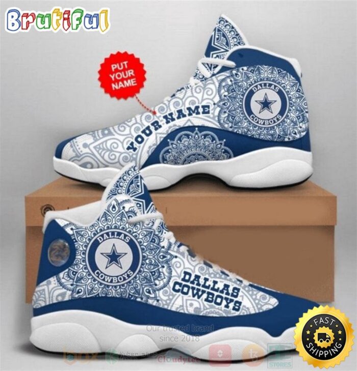 Dallas Cowboys NFL Mandala Football Team Custom Name Air Jordan 13 Shoes