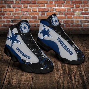 Dallas Cowboys Personalized Black Air Jordan 13 Shoes