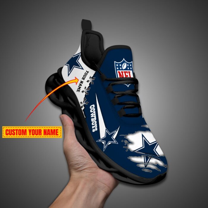 Dallas Cowboys Personalized Ripped Design NFL Max Soul Shoes