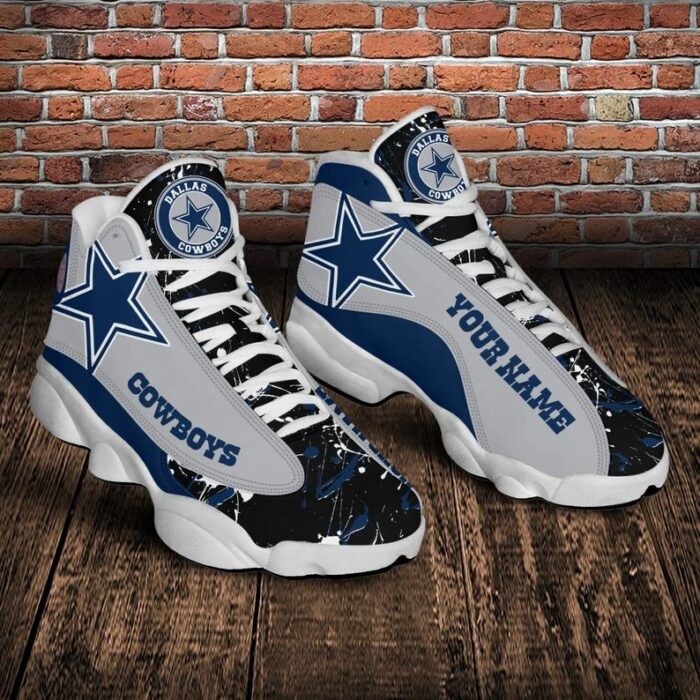 Dallas Cowboys Personalized White Air Jordan 13 Shoes