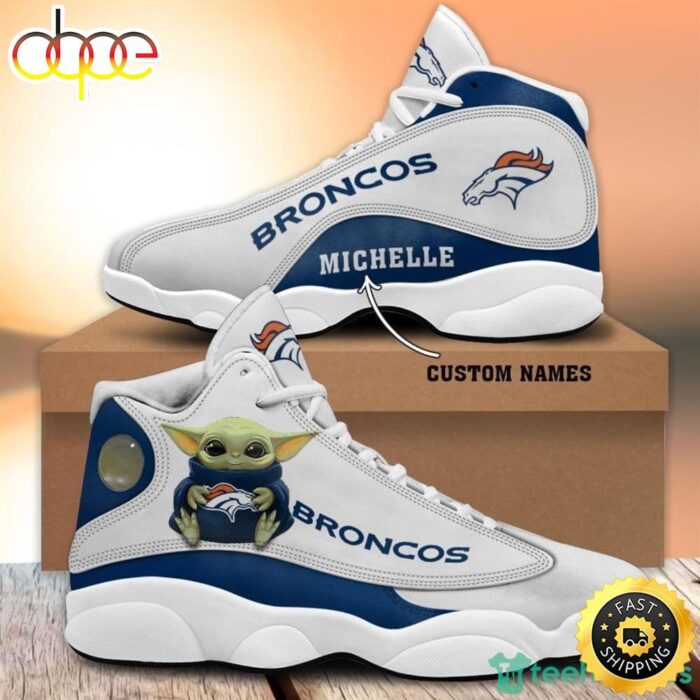 Denver Broncos Fans Custom Name Air Jordan 13 Sneaker Shoes