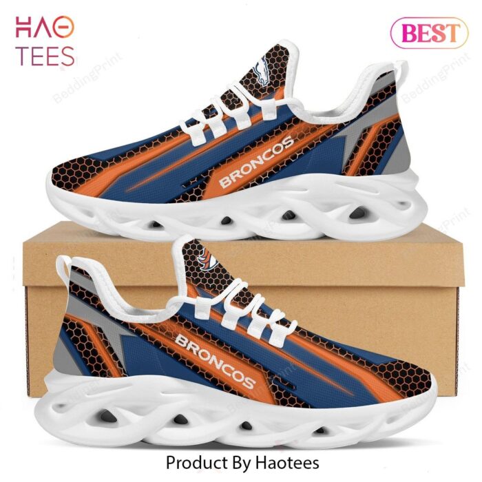 Denver Broncos Geometric Hexagon Design Blue Mix Orange Max Soul Shoes