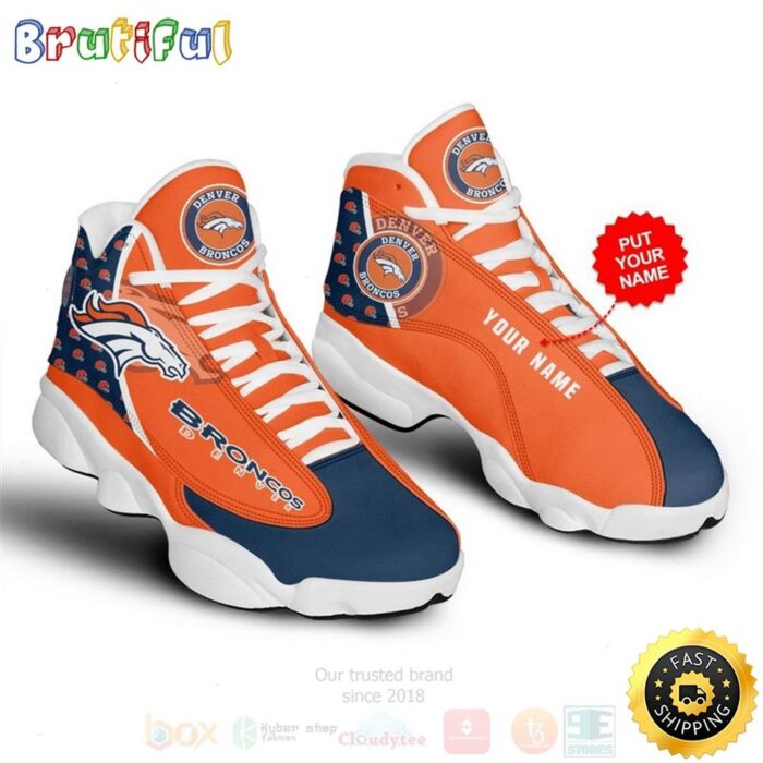 Denver Broncos NFL Custom Name Air Jordan 13 Shoes