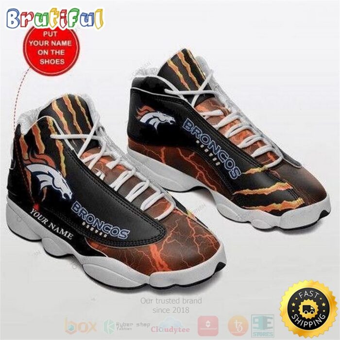 Denver Broncos NFL Football Teams Custom Name Air Jordan 13 Shoes