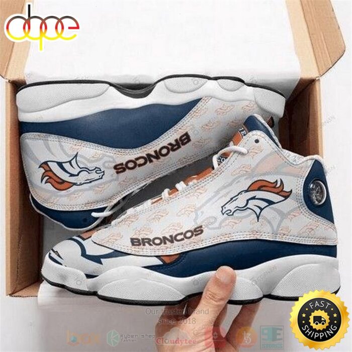 Denver Broncos NFL Teams Whie Blue Air Jordan 13 Shoes