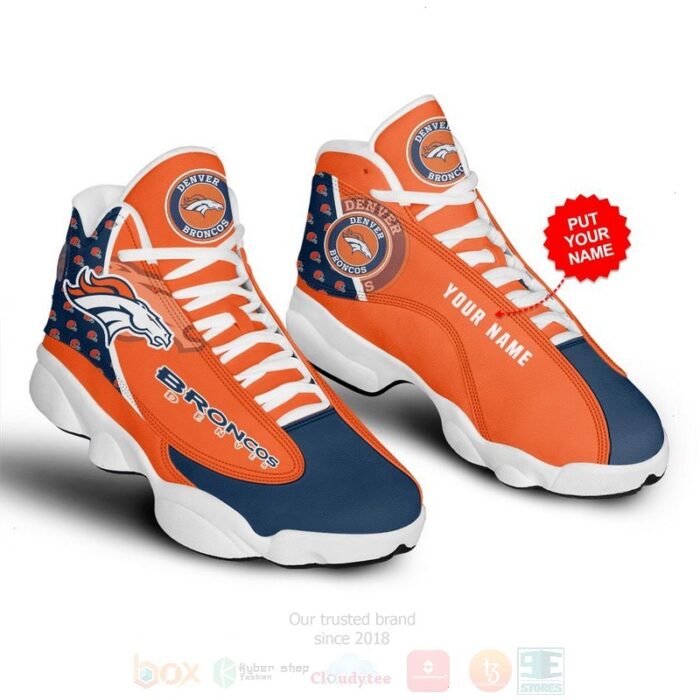 Denver Broncos Nfl Custom Name Air Jordan 13 Shoes