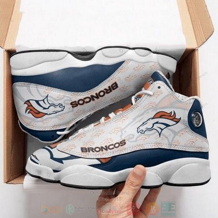 Denver Broncos Nfl Teams Whie Blue Air Jordan 13 Shoes