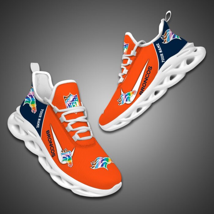 Denver Broncos Personalized Pride Month Luxury NFL Max Soul Shoes Ver 2