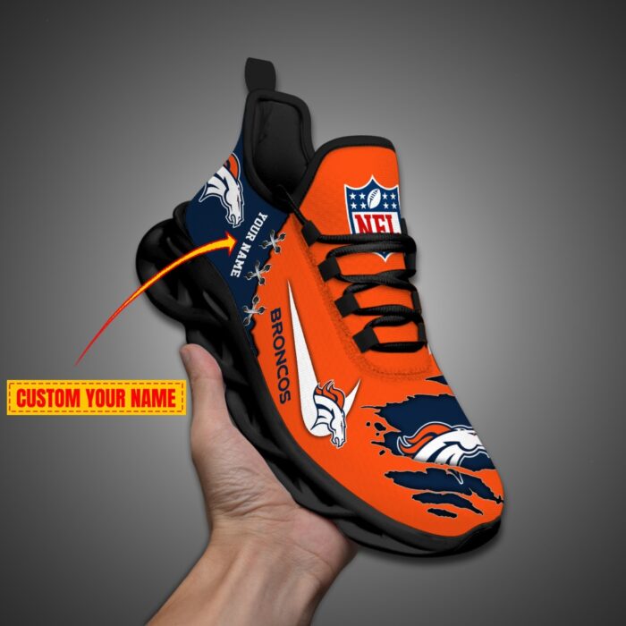 Denver Broncos Personalized Ripped Design NFL Max Soul Shoes