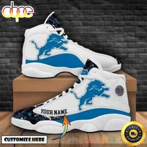 Detroit Lions NFL Teams Custom Name Air Jordan 13 Shoes