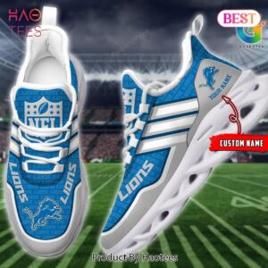 Detroit Lions Personalized Blue Mix Grey Max Soul Shoes