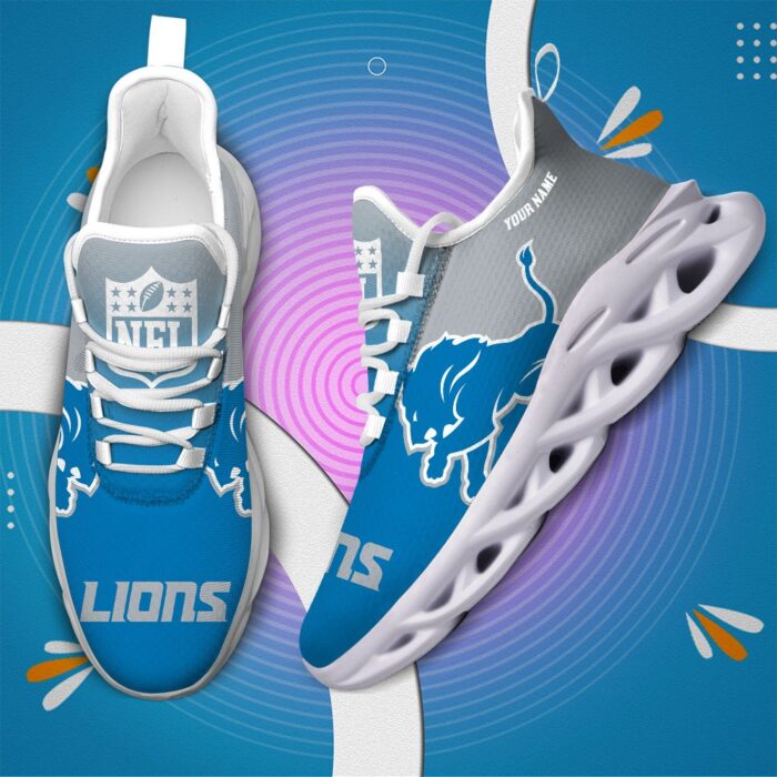 Detroit Lions Personalized Custom Name Max Soul Shoes