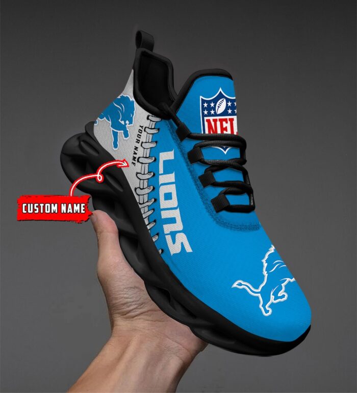 Detroit Lions Personalized NFL Max Soul Shoes Ver 2