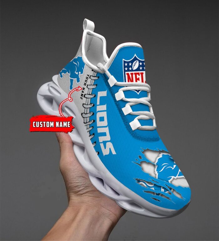 Detroit Lions Personalized NFL Max Soul Shoes for NFL Fan