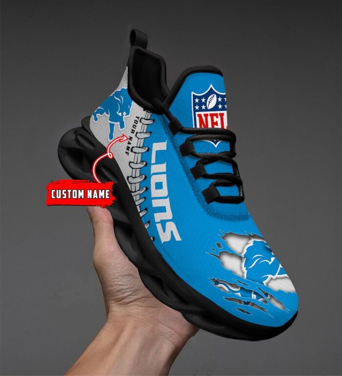 Detroit Lions Personalized NFL Max Soul Shoes for NFL Fan