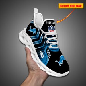 Detroit Lions Personalized NFL Metal Style Design Max Soul Shoes