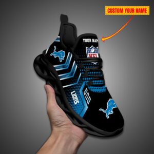 Detroit Lions Personalized NFL Metal Style Design Max Soul Shoes