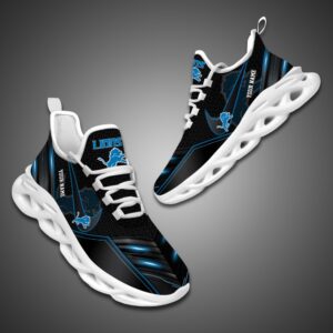 Detroit Lions Personalized NFL Neon Light Max Soul Shoes