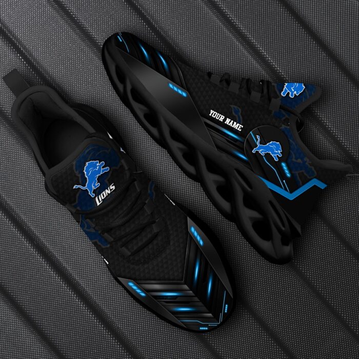 Detroit Lions Personalized NFL Sport Black Max Soul Shoes