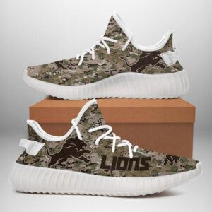 Detroit Lions US Military Camouflage Unisex Sneaker Football Custom Shoes Detroit Lions Yeezy Boost