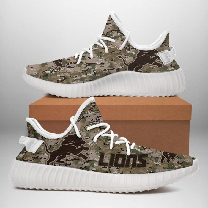 Detroit Lions US Military Camouflage Unisex Sneaker Football Custom Shoes Detroit Lions Yeezy Boost