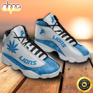 Detroit Lions Weed Pattern Air Jordan 13 Shoes For Fans