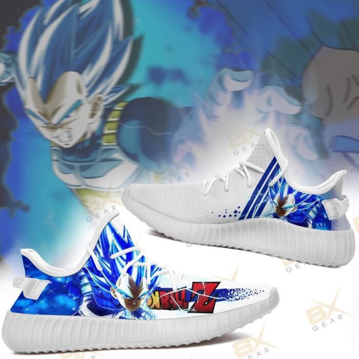 Dragon Ball Yeezy Sneakers Vegeta Super Saiyan Blue Yeezy Sneakers Shoes White