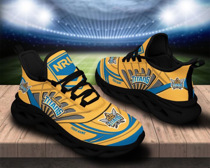 Gold Coast Titans Custom Name NRL Max Soul Shoes