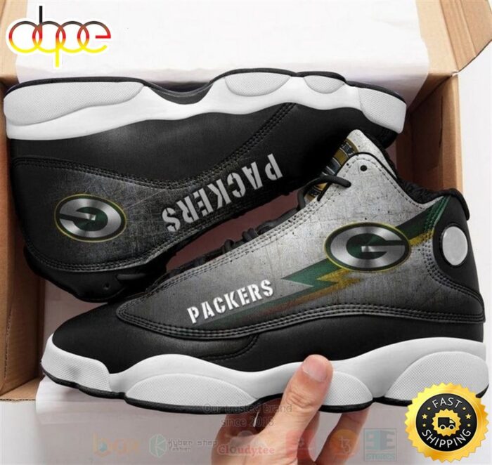 Green Bay Packer Nfl Big Logo Football Team Air Jordan 13 Shoes