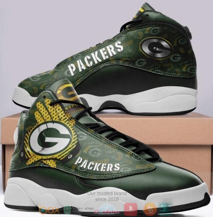 Green Bay Packer Nfl Big Logo Football Team 4 Air Jordan 13 Sneaker Shoes