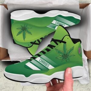 Green Cannabis Weed Leaf Air Jordan 13 Sneakers