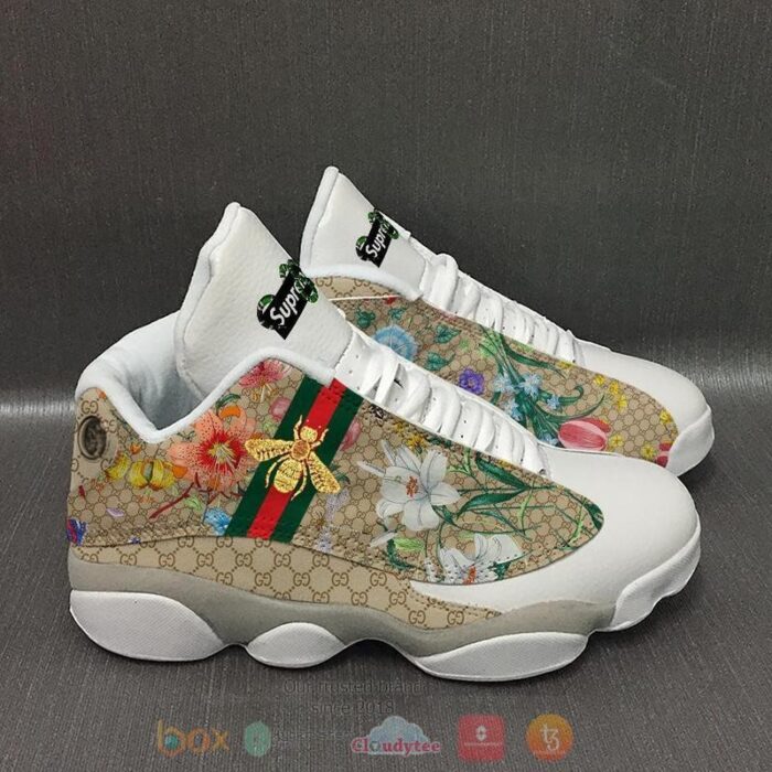 Gucci Superme Bee And Flower Air Jordan 13 Shoes