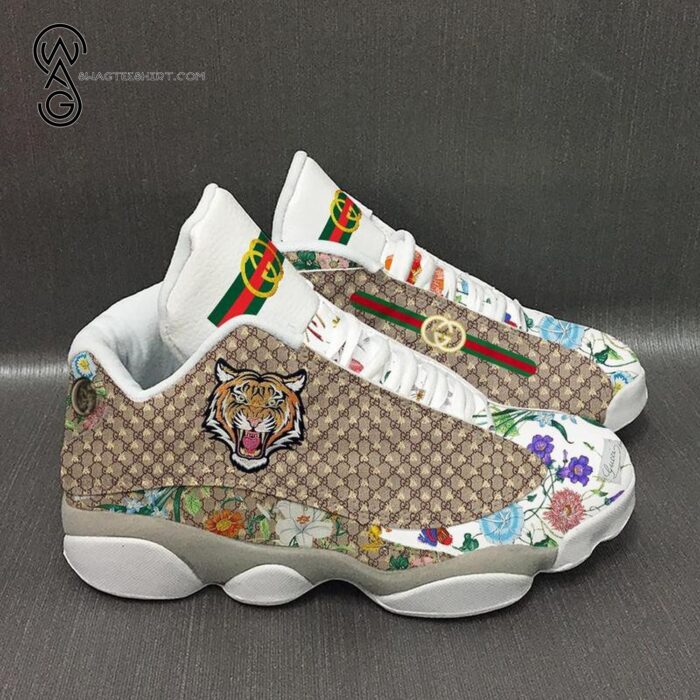 Gucci Tiger Monogram With Floral Air Jordan 13 Sneakers