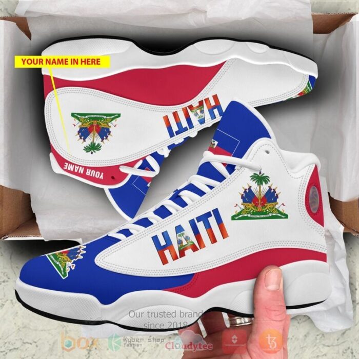 Haiti Personalized White Blue Air Jordan 13 Shoes