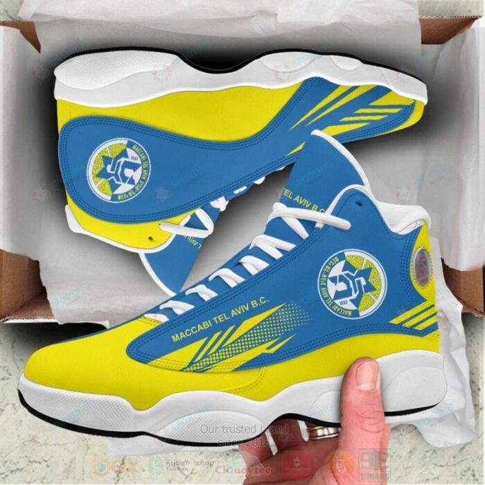 Hapoel Haifa B C Blue Yellow Air Jordan 13 Shoes