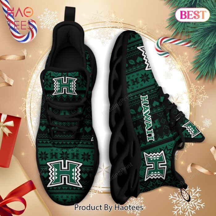 Hawaii Rainbow Warriors NCAA Black Green Color Max Soul Shoes