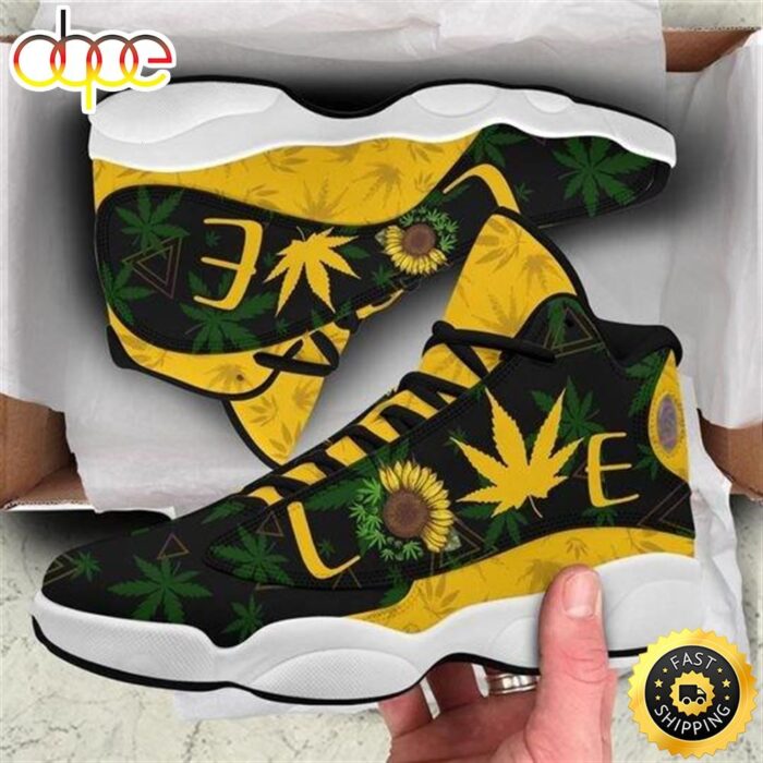 Hippie Love 420 Sunflower All Over Print Air Jordan 13 Sneakers